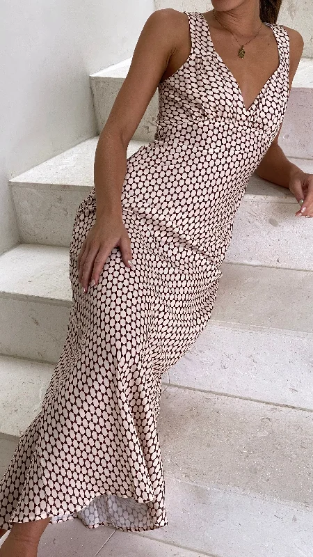 Rubie Maxi Dress - Brown Geo