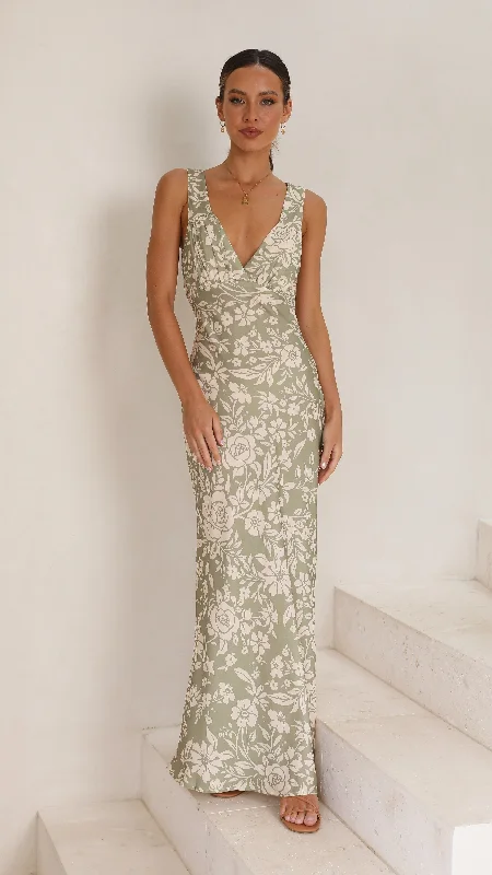 Rubie Maxi Dress - Green Floral