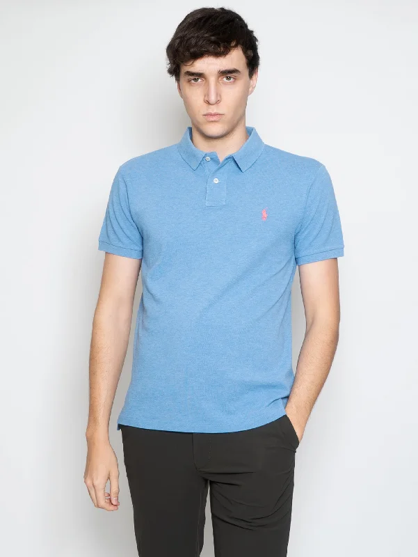 Polo in Mesh Slim Fit Blu