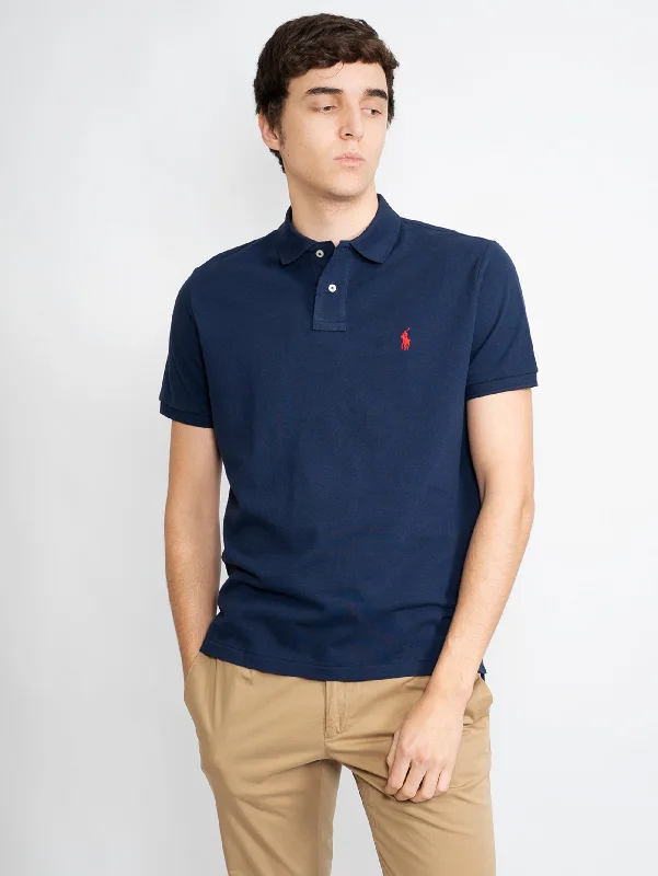 Polo in Piqué Custom Slim Fit Blu